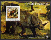 St Thomas & Prince Islands 2003 Dinosaurs (with Scouts emblem) perf souvenir sheet unmounted mint Mi Bl 1423