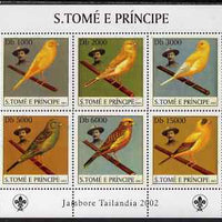 St Thomas & Prince Islands 2003 Canaries (with Lord Baden-Powell) perf sheetlet containing 6 values unmounted mint Mi 2025-30