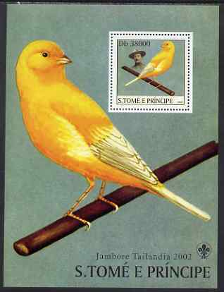 St Thomas & Prince Islands 2003 Canaries (with Lord Baden-Powell) perf souvenir sheet unmounted mint Mi Bl 1431