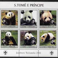 St Thomas & Prince Islands 2003 Pandas (with Lady Baden-Powell) perf sheetlet containing 6 values unmounted mint Mi 2148-53