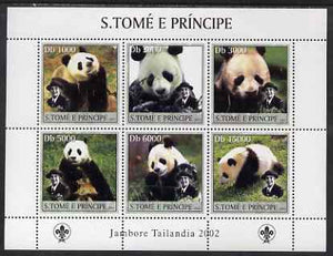 St Thomas & Prince Islands 2003 Pandas (with Lady Baden-Powell) perf sheetlet containing 6 values unmounted mint Mi 2148-53