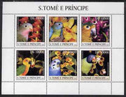 St Thomas & Prince Islands 2003 Parrots & Orchids perf sheetlet containing 6 values unmounted mint Mi 2085-90