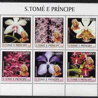 St Thomas & Prince Islands 2003 Orchids (with Marilyn Monroe) perf sheetlet containing 6 values unmounted mint Mi 2043-48