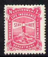 New Zealand 1944-47 Life Insurance 6d pink (Lighthouse) unmounted mint but some foxing, SG L41