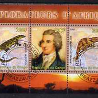 Congo 2008 Explorers of Africa #4 - Mungo Park perf sheetlet containing 3 values cto used