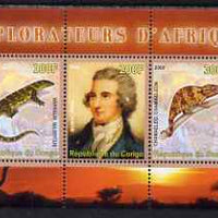 Congo 2008 Explorers of Africa #4 - Mungo Park perf sheetlet containing 3 values unmounted mint