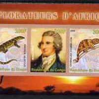 Congo 2008 Explorers of Africa #4 - Mungo Park imperf sheetlet containing 3 values unmounted mint