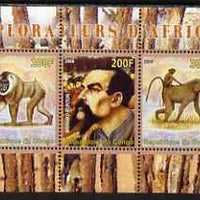 Congo 2008 Explorers of Africa #5 - Richard Burton perf sheetlet containing 3 values unmounted mint