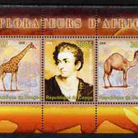 Congo 2008 Explorers of Africa #6 - Richard Lemon Lander perf sheetlet containing 3 values unmounted mint