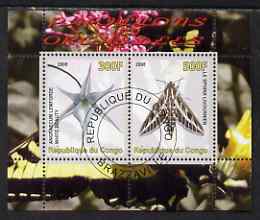 Congo 2008 Butterflies & Orchids #1 perf sheetlet containing 2 values cto used