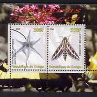 Congo 2008 Butterflies & Orchids #1 perf sheetlet containing 2 values unmounted mint