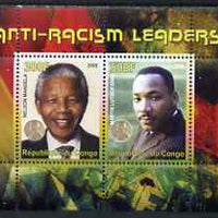 Congo 2008 Nobel Peace Prize Winners - Mandela & Martin Luther King perf sheetlet containing 2 values unmounted mint