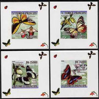 St Thomas & Prince Islands 2008 Orchids & Butterflies set of 4 imperf deluxe sheetlets unmounted mint