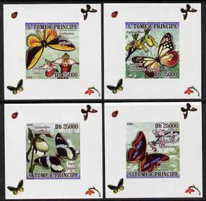 St Thomas & Prince Islands 2008 Orchids & Butterflies set of 4 imperf deluxe sheetlets unmounted mint