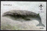 Guyana 1995 18th World Scout Jamboree imperf m/sheet $600 showing Whale unmounted mint, from a limited numbered edition printed on thin card