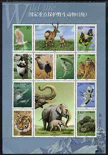 China 2000 Wildlife 1st Series perf sheetlet containing 10 values plus 2 labels unmounted mint (Slight wrinkling at corner) SG MS 4472