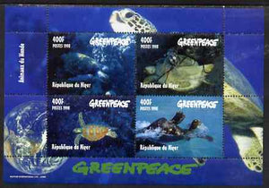 Niger Republic 1998 Greenpeace - Turtles perf sheetlet containing 4 values, unmounted mint. Note this item is privately produced and is offered purely on its thematic appeal.