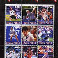 Rwanda 1999 Millennium - Sport Stars of the 20th Century perf sheetlet containing 9 values unmounted mint