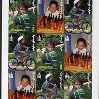 Mongolia 2002 Children & Sport perf sheetlet containing 9 values (3 sets of 3) unmounted mint, as SG 2991-3