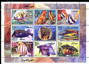 Somalia 2000 Exotic Fish #2 perf sheetlet containing set of 9 values unmounted mint. Note this item is privately produced and is offered purely on its thematic appeal