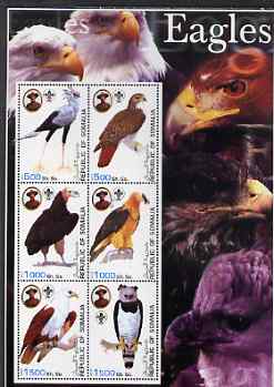 Somalia 2003 Eagles large perf sheetlet containing set of 6 values each showing Baden Powell & Scout logo unmounted mint