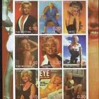 Tadjikistan 2001 Icons of the 20th Century - Marilyn Monroe imperf sheetlet containing set of 9 values unmounted mint