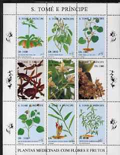 St Thomas & Prince Islands 1996 Medicinal Plants perf sheetlet containing 9 values unmounted mint