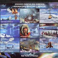 St Thomas & Prince Islands 2006 Great Events in Aviation, Maritime & Space perf set of 9 fine cto used