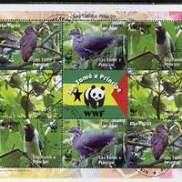 St Thomas & Prince Islands 2005 WWF - Local Bird Species perf sheetlet containing 2 sets of 4 plus label fine cto used