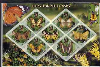 Benin 2006 Butterflies imperf sheetlet containing 7 diamond shaped values (each with portrait of Baden Powell) unmounted mint