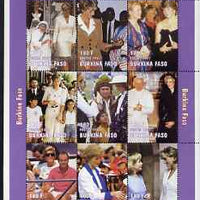 Burkina Faso 1997 Princess Diana #3 perf sheetlet containing 9 values (various portraits) unmounted mint