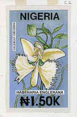 Nigeria 1993 Orchids - original hand-painted artwork for N1.50 value (Habenaria englerana) by Godrick N Osuji on card 5