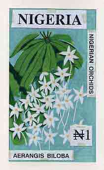 Nigeria 1993 Orchids - original hand-painted artwork for N1 value (Aerangis biloba) by unknown artist on board 5