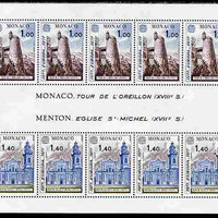 Monaco 1977 Europa - Views perf sheetlet containing five sets of two unmounted mint, SG MS 1304