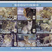 Niger Republic 1998 Animals of the World - Big Cats perf sheetlet containing 9 values (each with Scouts Logo) unmounted mint. Note this item is privately produced and is offered purely on its thematic appeal