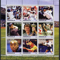 Angola 2002 Sports (Baseball, Golf & Table Tennis) perf sheetlet containing 9 values unmounted mint. Note this item is privately produced and is offered purely on its thematic appeal