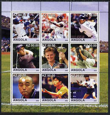 Angola 2002 Sports (Baseball, Golf & Table Tennis) perf sheetlet containing 9 values unmounted mint. Note this item is privately produced and is offered purely on its thematic appeal