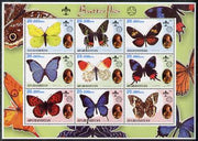 Afghanistan 2001 Butterflies perf sheetlet containing 9 values (also showing Baden Powell and Scout & Guide Logos) unmounted mint. Note this item is privately produced and is offered purely on its thematic appeal, it has no postal validity