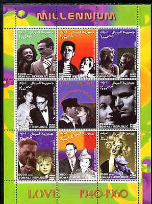 Somalia 2000 Love 1940-50 (Personalities) perf sheetlet containing set of 8 values plus label unmounted mint