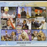 Chad 2009 World Personalities perf sheetlet containing 9 values unmounted mint. Note this item is privately produced and is offered purely on its thematic appeal.