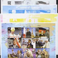 Chad 2009 World Personalities imperf sheetlet containing 9 values - the set of 5 imperf progressive proofs comprising the 4 individual colours plus all 4-colour composites, unmounted mint.