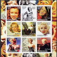 Somaliland 2002 Marilyn Monroe #2 imperf sheetlet containing 9 values unmounted mint. Note this item is privately produced and is offered purely on its thematic appeal