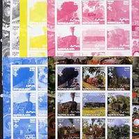 Somaliland 2002 Steam Trains #1 sheetlet containing set of 9 values each with Scout Logo - the set of 5 imperf progressive proofs comprising the 4 individual colours plus all 4-colour composite, unmounted mint