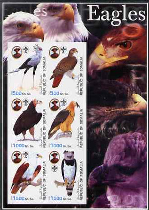 Somalia 2003 Eagles large imperf sheetlet containing set of 6 values each showing Baden Powell & Scout logo unmounted mint. Note this item is privately produced and is offered purely on its thematic appeal