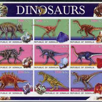 Somalia 2003 Dinosaurs & Minerals imperf sheetlet containing 9 values unmounted mint. Note this item is privately produced and is offered purely on its thematic appeal