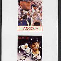 Angola 2001 American Sports Stars imperf sheetlet containing 4 values (Nascar, Baseball, Ice Hockey & Basketball) unmounted mint