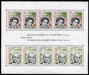 Monaco 1980 Europa - Personalities perf sheetlet containing five sets of two unmounted mint, SG MS 1443