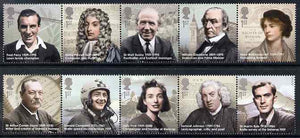 Great Britain 2009 Eminent Britons perf set of 10 (2 se-tenant strips of 5) unmounted mint