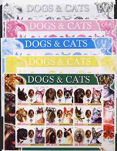 Afghanistan 2003 Dogs & Cats #2 sheetlet containing set of 9 values - the set of 5 imperf progressive proofs comprising the 4 individual colours plus all 4-colour composite, slight wrinkling at corner, unmounted mint