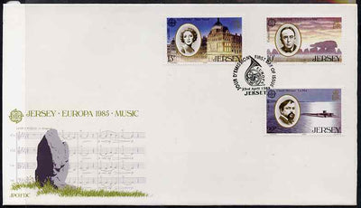 Jersey 1985 Europa - Music Year set of 3 on illustrated cover with first day cancels SG 357-9